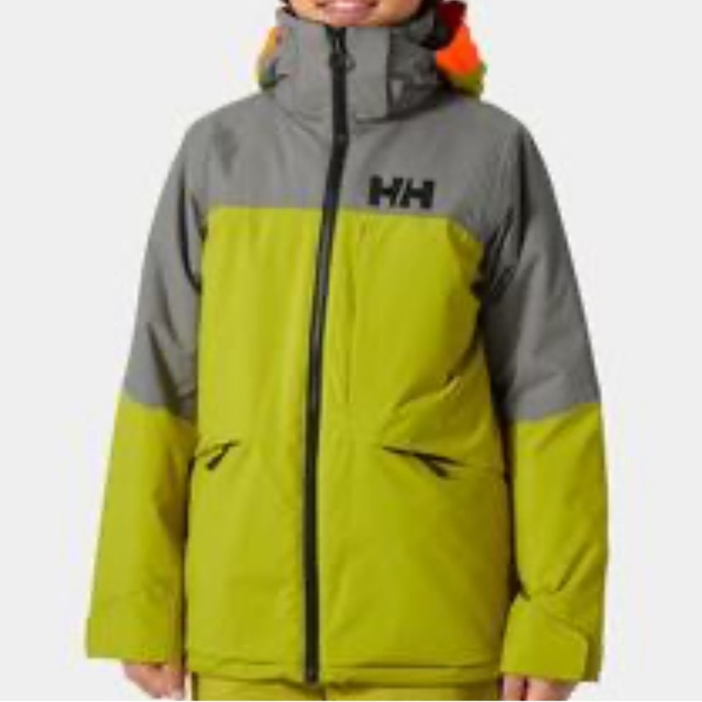 Helly Hansen Gray and Green Puffer Jacket w/Hood, no flaws, Like new